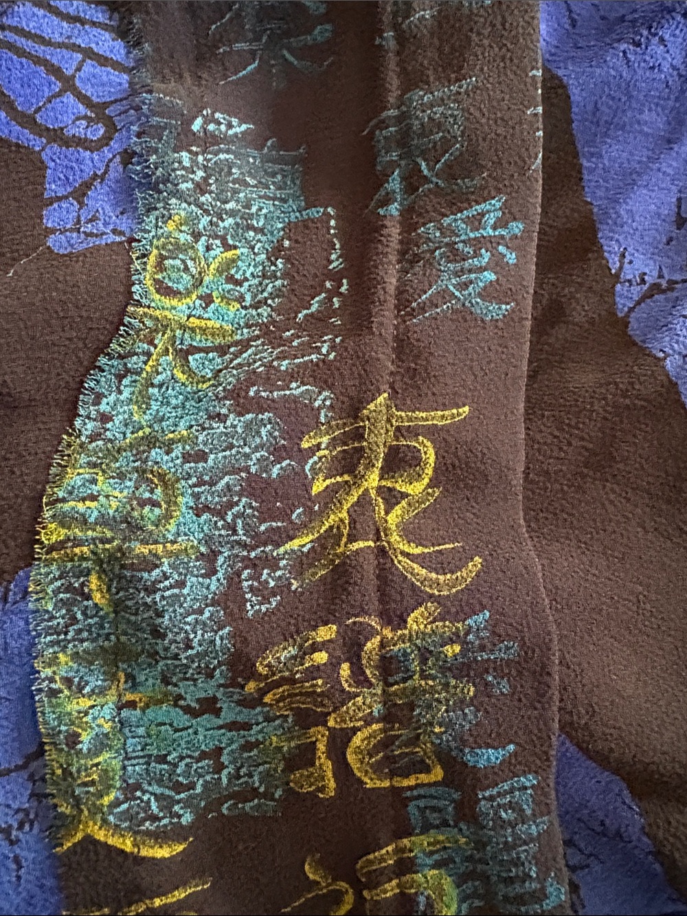 Chico's Blue and Black Floral Silk Kimono Cardigan